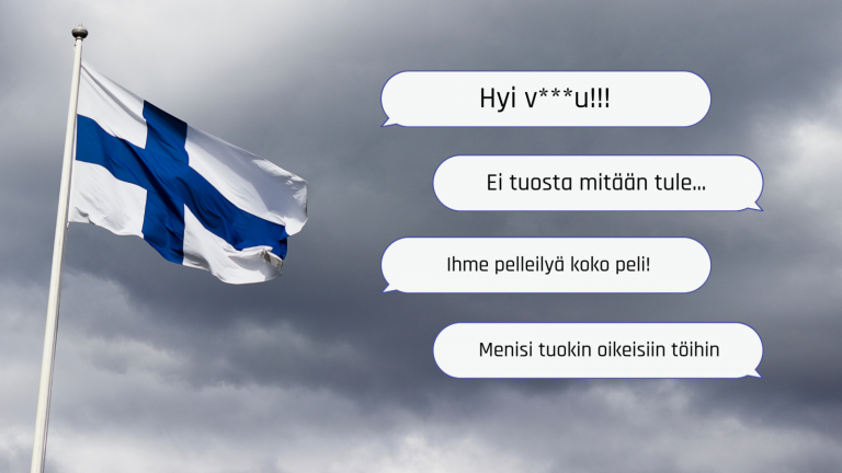 Vihaisia kommentteja ilkeillä kehutuksilla ja taustalla Suomen lippu
