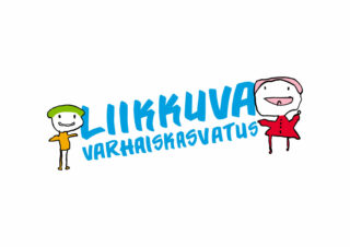 Liikkuva varhaiskasvatus -ohjelman logo, jossa on kaksi piirroshahmoa