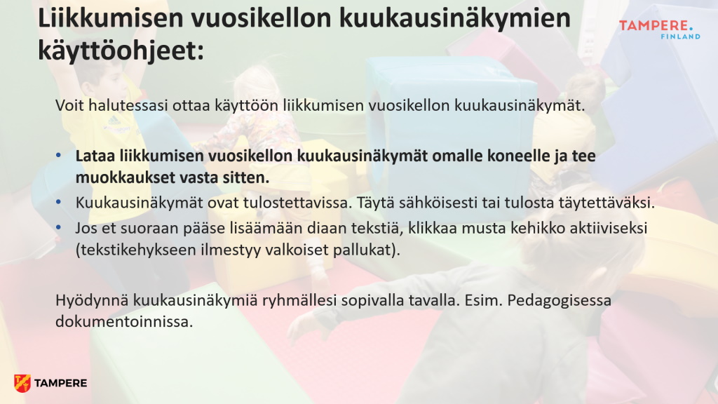 Liikkumisen vuosikellon kuukausinäkymät