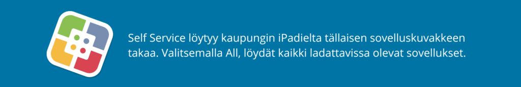 Self service sovelluskuvake pinkillä pohjalla.