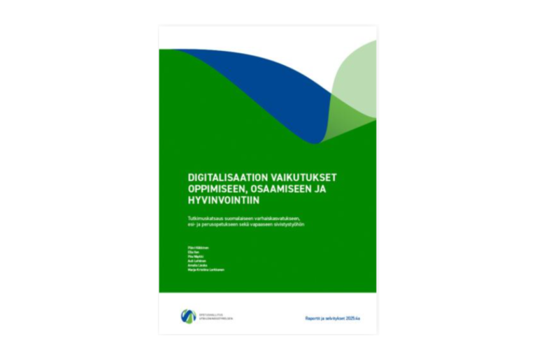 Digitalisaation vaikutukset oppimiseen, osaamiseen ja hyvinvointiin -julkaisun kansikuva