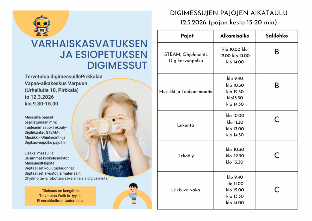 Digimessujen mainos ja pajojen aikataulu